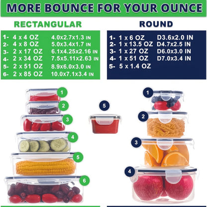 Stackable Food Storage Containers with Lids - Microwave and Freezer Safe Leak Proof Plastic Boxes for Fruits Vegetables and Leftovers, Heavy Duty Reusable Meal Prep Containers for Kitchen Pantry Organization, Available in 24, 48 and 50 Piece Sets