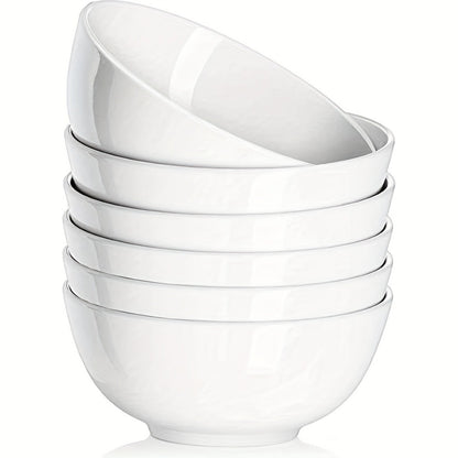 Ceramic Bowls Set 22oz White Porcelain - Dishwasher & Microwave Safe Soup Bowls for Kitchen, Cereal, Ramen, Oatmeal, Salad & Rice - Polished Finish Round Bowls Available in 4 or 6 Piece Sets