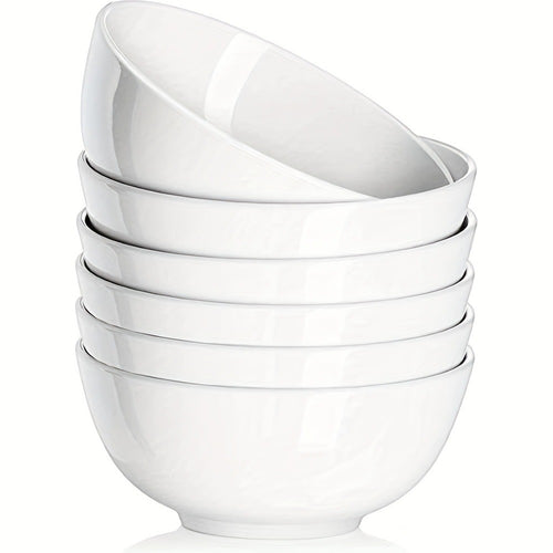 Ceramic Bowls Set 22oz White Porcelain - Dishwasher & Microwave Safe Soup Bowls for Kitchen, Cereal, Ramen, Oatmeal, Salad & Rice - Polished Finish Round Bowls Available in 4 or 6 Piece Sets