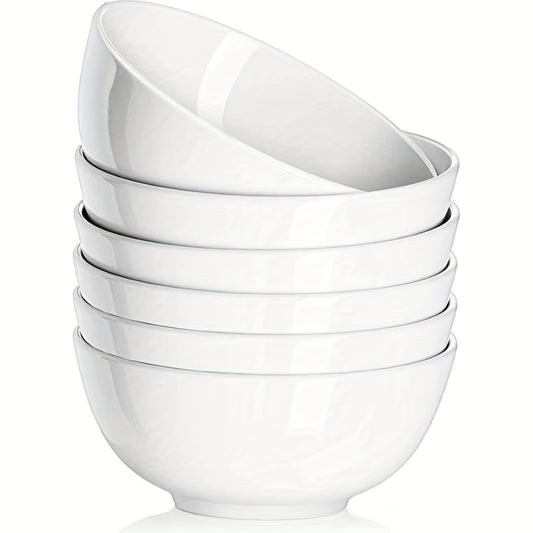 Ceramic Bowls Set 22oz White Porcelain - Dishwasher & Microwave Safe Soup Bowls for Kitchen, Cereal, Ramen, Oatmeal, Salad & Rice - Polished Finish Round Bowls Available in 4 or 6 Piece Sets