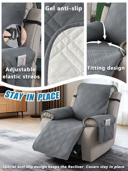 Recliner Chair Cover Waterproof Non-Slip Sofa Slipcover with Pocket Pet Scratch Resistant Washable Furniture Protector for Living Room Multiple Colors