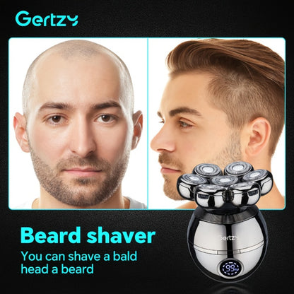 Electric Head Shaver for Bald Men 5-in-1 Grooming Kit with Rotary Blades, Hair Clipper, Nose Trimmer, Cleaning Brush & Scalp Massager – Cordless Rechargeable Skull Shaver, Silver & Gold