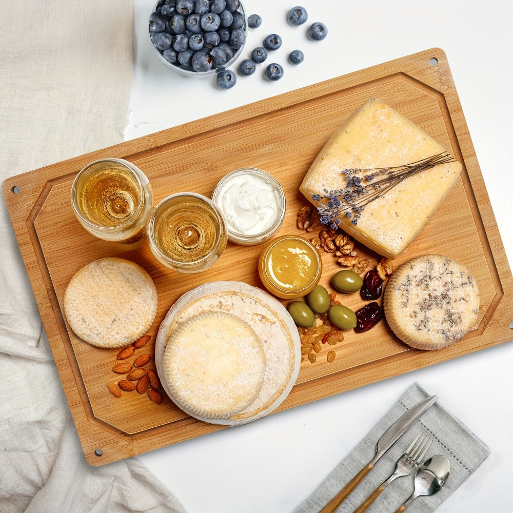Cutting Board with Juice Groove – Non-Slip Chopping Board & Cheese Platter for Meat, Cheese, Bread, Vegetables & Fruits, XL & Bamboo Options, Kitchen Gadget Gift for Home, Dorm & Holiday Gatherings