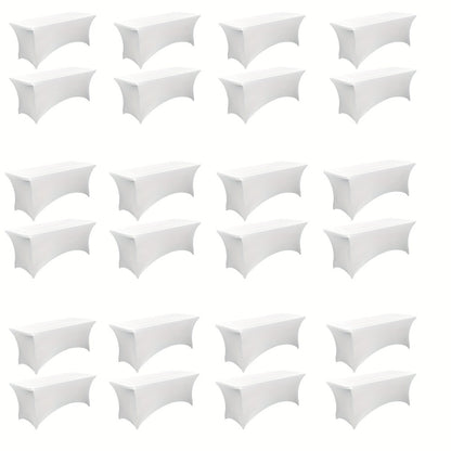 6 Foot Stretch Tablecloth 6/12/24 Pack - Rectangular Spandex Table Cover for Weddings, Trade Shows & Events