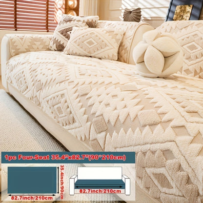 Thick Plush Sofa Cover Non-Slip Pet Friendly Machine Washable Couch Slipcover Furniture Protector for Living Room Bedroom Office Armrest to 4-Seat Multiple Colors