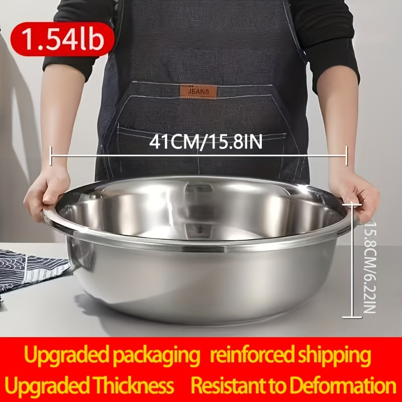 Large Stainless Steel Mixing Bowl | 304 Heavy-Duty Salad & Wash Basin, Hammer Finish, Non-Slip Base, Rounded Edges – Kitchen, Laundry, Utility Sink, Commercial & Home Use