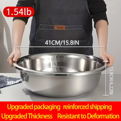 Large Stainless Steel Mixing Bowl | 304 Heavy-Duty Salad & Wash Basin, Hammer Finish, Non-Slip Base, Rounded Edges – Kitchen, Laundry, Utility Sink, Commercial & Home Use
