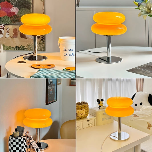 Mushroom Lamp Dimmable Bedside Nightstand Light Glass Shade Aesthetic Cute Table Lamp for Bedroom Living Room Home Decor Ambient Lighting Orange