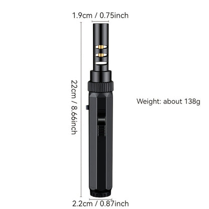 Windproof Jet Flame Torch Lighter with Safety Lock & Switch Lock, Large Adjustable Flame, Outdoor Torch for Campfire BBQ Baking Camping, Gas Not Included, Black Silver Blue