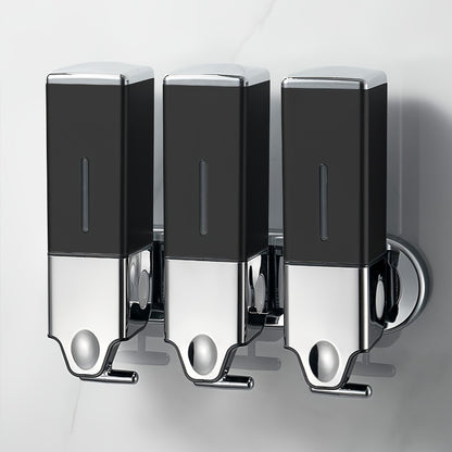 Wall Mounted Soap Dispenser Set 3-Pack No Drill 16.91oz Shampoo Shower Gel Conditioner Dispenser for Bathroom Kitchen