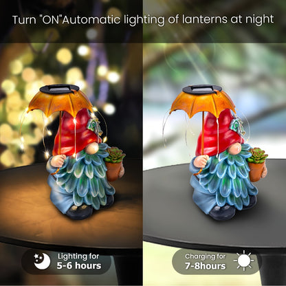 Solar Light Elf Resin Statue – Outdoor Garden Figurine That Automatically Lights Up at Night, Holiday Collectible Decor for Christmas, Easter, Halloween, Thanksgiving & Hanukkah, Patio Porch Desk Decor Gift
