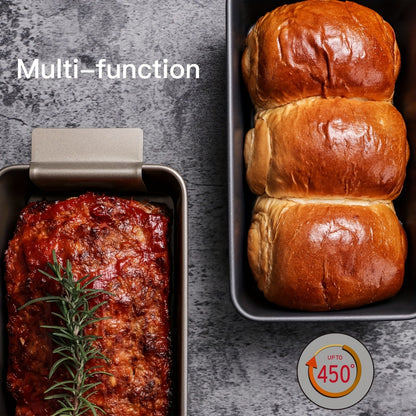 Loaf Pan Set of 4 Nonstick Carbon Steel Meatloaf Pan with Drain Tray 9x5 Inch Bread Baking Pan for Meatloaf Banana Bread Cake Oven Safe Kitchen Bakeware