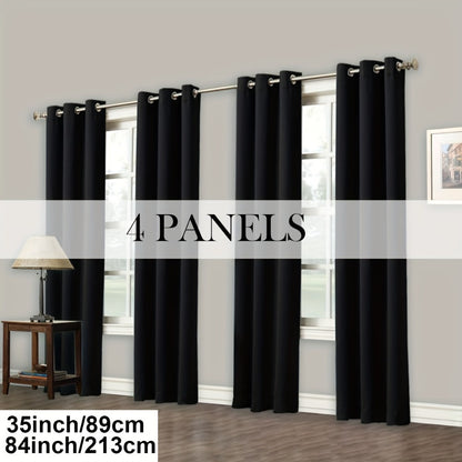 Blackout Curtains Grommet Top Room Darkening Window Drapes 4 Panels Set Living Room Bedroom