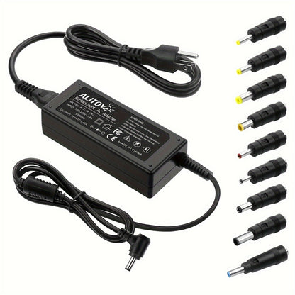 19V 3.42A 65W Universal Laptop Power Adapter - Compatible with HP, LG Monitor, Samsung TV, Acer, Chromebook, ASUS, JBL Speaker, AC 100-240V Input, 9 DC Tips Included, Short Circuit Protection