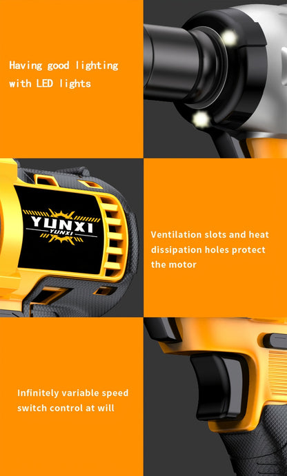Cordless Impact Wrench 21V Brushless Electric Drill Set with 4000mAh Battery, Toolbox & Full Accessories, Wireless Power Drill for Automotive, Home & Industrial Use, Men's Gift
