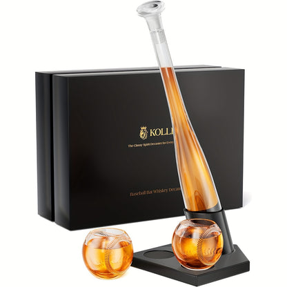 Baseball Bat Whiskey Decanter Set with 2 Glasses – 20oz Liquor Decanter Gift Set for Men, Dad, Boyfriend, Coach