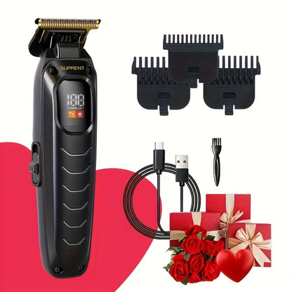 Hair Clippers & Beard Trimmer Set for Men - SUPRENT Professional Cordless Grooming Kit with T-Blade Trimmer, 6000RPM Quiet Motor, LED Display, 6 Guide Combs, Type-C Charging, Home & Barber Use