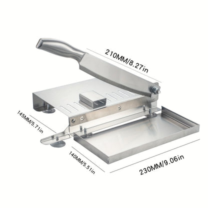 Stainless Steel Manual Meat Slicer Frozen Beef Cutter – 408 Steel Blade Rectangle Slicer for Beef Rolls Vegetables & Bone | Easy to Clean Household Meat Cutting Tool Kitchen Gadget