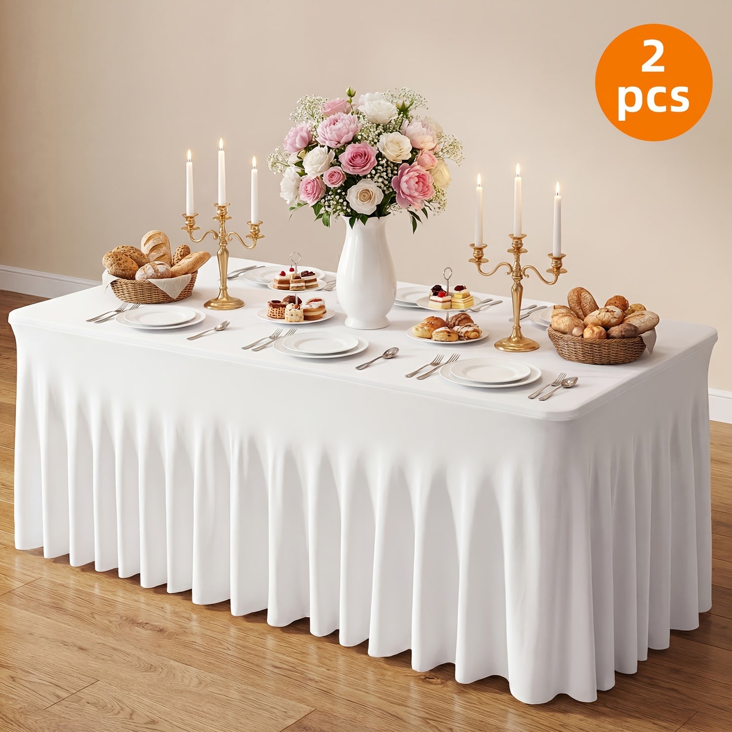Table Skirts Tulle Table Cloth Rectangle 4ft 6ft Black White Non-Woven Fabric Table Skirt for Birthday Party Graduation Wedding Family Dinner Christmas Holiday Decoration