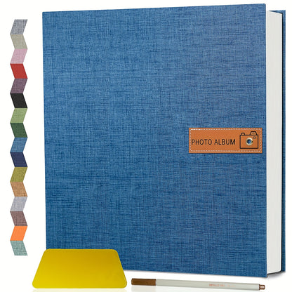 Self Adhesive Photo Album Scrapbook – Large Linen Cover Memory Book for 4x6 5x7 8x10 Photos, DIY Picture Book with Metal Pen, Gift for Mom, Baby, Wedding, Valentine's Day & Mother's Day, 40 & 60 Pages