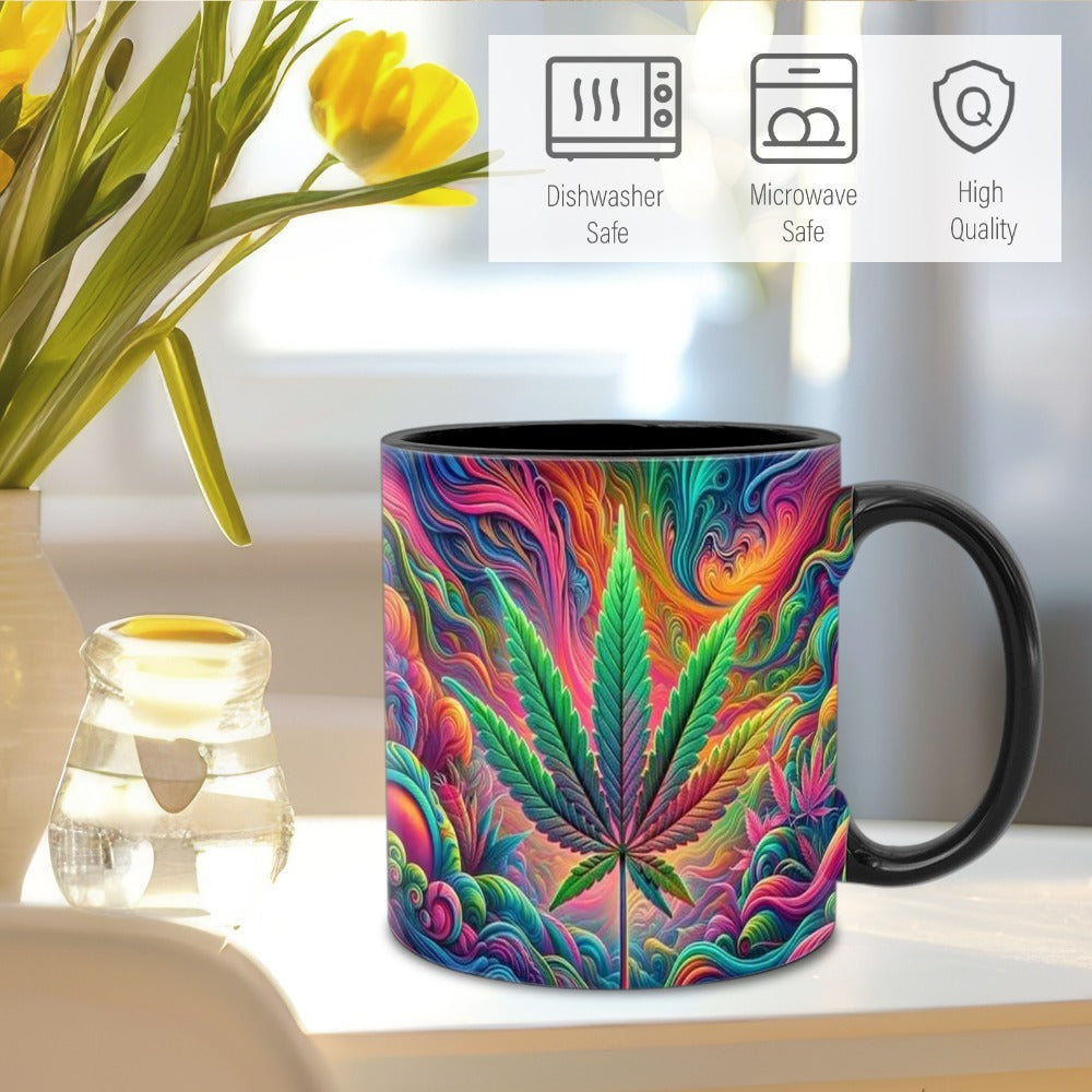 Psychedelic Print Ceramic Mug 11oz – Unique Artistic Coffee Mug for Living Room Office & Cafe | Cool Gift for Friends | Novelty Tea Cup with Bold Colorful Design