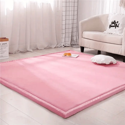 Memory Foam Area Rug Tatami Mat Non-Slip Coral Velvet Floor Mat for Living Room Bedroom Kids Playroom Yoga — Multiple Sizes & Colors