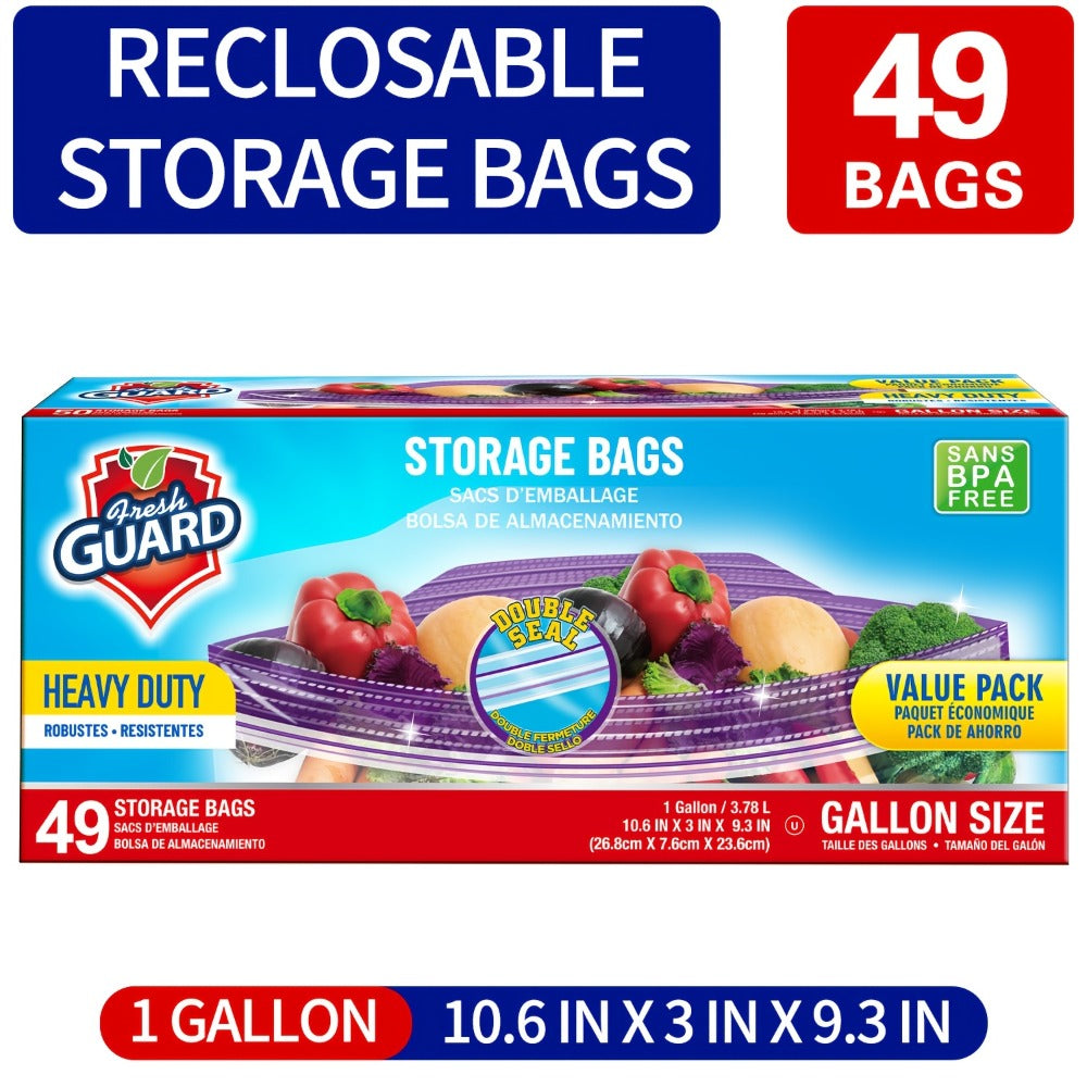 Freezer Storage Bags Resealable – Sturdy Bulk Food Storage Bags with Easy-Open Tabs for Freezer & Refrigerator – 0.25 Gallon, 1 Gallon & 2 Gallon for Fruits, Vegetables, Meats & Meal Prep