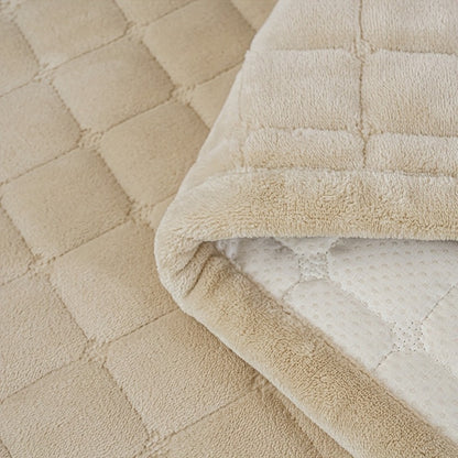 Sofa Cushion Cover Flannel Non-Slip Bohemian Style Soft Plush Couch Cover - Machine Washable Solid Color Slipcover for 2/3/4-Seater Sofa Living Room Bedroom Office, Coffee Gray White, Easy Care