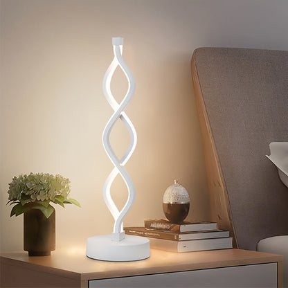 Spiral LED Table Lamp – Modern Minimalist Wave Dimmable Desk Lamp, 3 Color Temperatures, USB Charging, Metallic Base, Creative Curved Night Light for Bedroom Living Room Office Study (1pc / 2pc / Wooden)