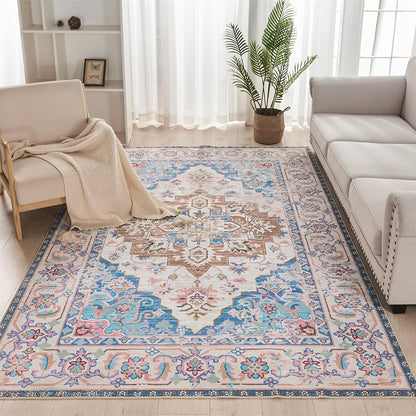 Area Rug Boho Vintage Washable Non-Slip Rug for Living Room Bedroom Traditional Woven Carpet Home Decor