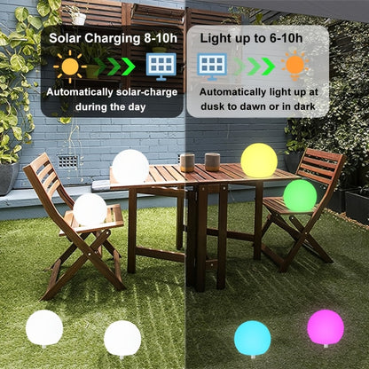 Solar Globe Lights Outdoor 8 Inch RGB Color Changing 16 Colors Remote Control Waterproof Garden Ball Light for Patio Yard Lawn Pool Pathway Party Decor