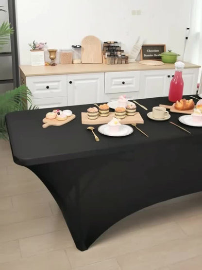 Spandex Tablecloth 6 Foot Rectangular Stretch Table Cover for Parties Weddings Banquets – Wrinkle-Free Full Coverage Fitted Table Cloth for Events