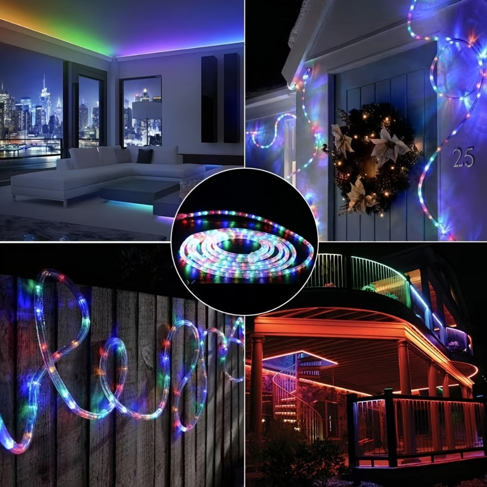 Solar Rope Lights Outdoor 33FT 100LED RGB – 8 Modes IP65 Waterproof String Lights for Garden, Patio, Party & Holiday Decor