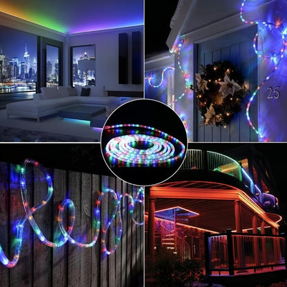 Solar Rope Lights Outdoor 33FT 100LED RGB – 8 Modes IP65 Waterproof String Lights for Garden, Patio, Party & Holiday Decor