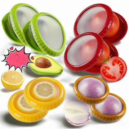 Silicone Food Storage Container Set – Reusable Produce Saver for Avocado, Onion, Tomato, Lemon, Garlic & Potato – Fridge-Safe Vegetable & Fruit Preservation Boxes, Reduce Food Waste