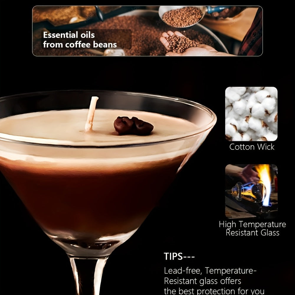 Coffee Martini Scented Candle – Soy Wax Espresso Cocktail Candle with Coffee Bean Embellishment & Glitter, 12+ Hour Burn, Unique Birthday Gift, Valentine's Day, Mother's Day & Teacher Appreciation Gift for Candle Lovers