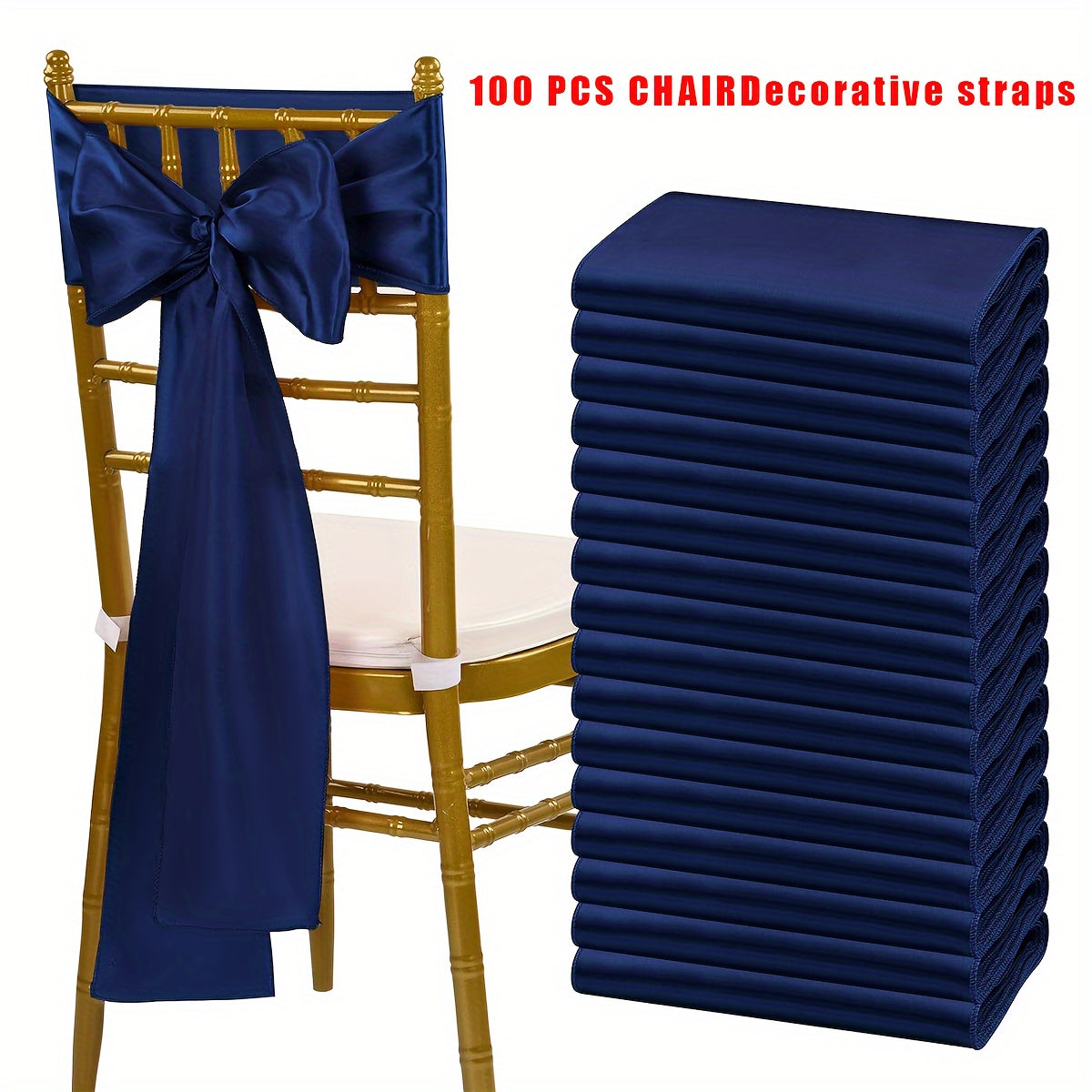 100pcs Satin Chair Sashes Bows for Wedding Banquet Party Event Decoration – 13 Colors, 18×275cm