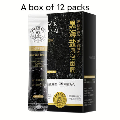 Black Sea Salt Bubble Mask with Nicotinamide, Moisturizing Foam Mud Mask Alcohol-Free for All Skin Types, Unisex Deep Cleansing Pore Purifying Face Mask – Individual Portable Packs for Travel (12/24/36 Pack)