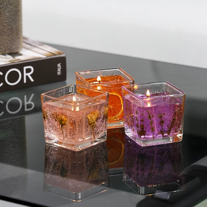 Floral Scented Candle 550g with True Flower Inlay – Large Botanical Candle in Glass Jar, Rose & Lavender Fragrance, Luxury Aromatherapy Home Decor, Perfect Birthday & Gift Candle for Women