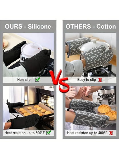 Oven Mitts and Pot Holders Set 6 Piece Heat Resistant Kitchen Gloves Non-Slip Cooking Mitts with Potholder