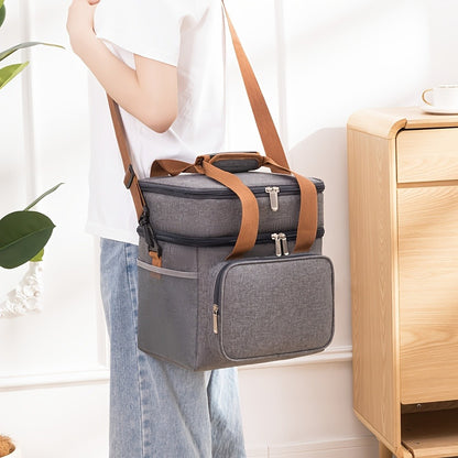 Insulated Lunch Bag with Shoulder Strap - Double Layer Leakproof Cooler Tote for Women Men Work Office School Picnic Beach Outdoor, Expandable Thermal Lunch Box Bag Keeps Food Cold or Hot, Lightweight Durable Design in Multiple Colors