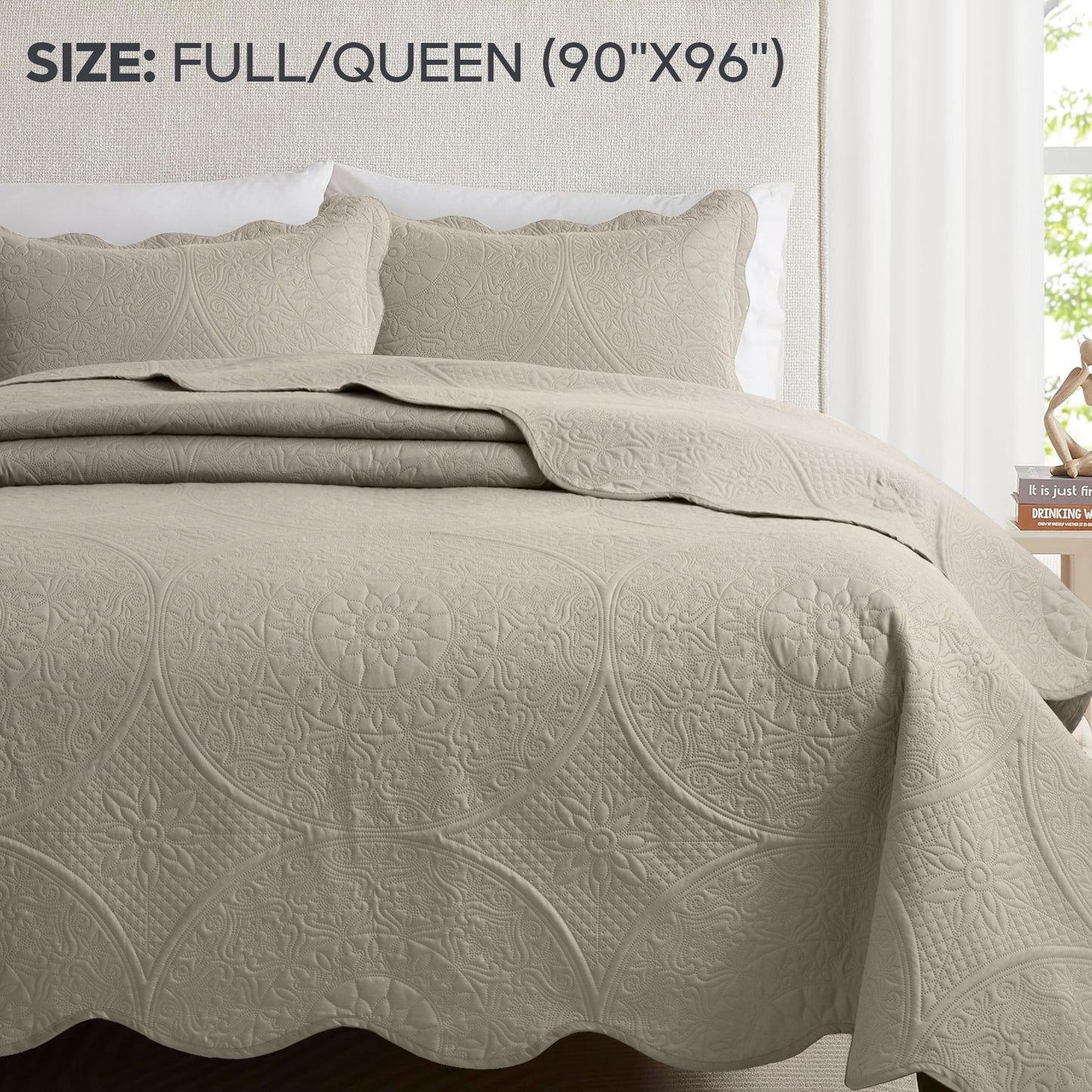 Quilted Bedspread Set 3 Piece – Soft Floral Coverlet with Pillow Shams, Lightweight Breathable Quilt for Bedroom & Guest Room, All Season Bed Cover