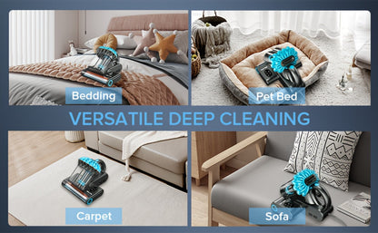 Mattress Vacuum Cleaner 550W 20Kpa – Belife M8 Bed Vacuum with UV Light, Hot Air Heating, HEPA Filter & Dual Dust Cup for Couch, Pillow & Pet Hair (Corded)