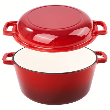 Dutch Oven 6 Quart Enameled Cast Iron 2-in-1 Pot and Bread Baker Nonstick Oven Safe to 500°F Dual Handles Compatible with All Stovetops Including Induction for Bread Baking Cooking Stewing Braising