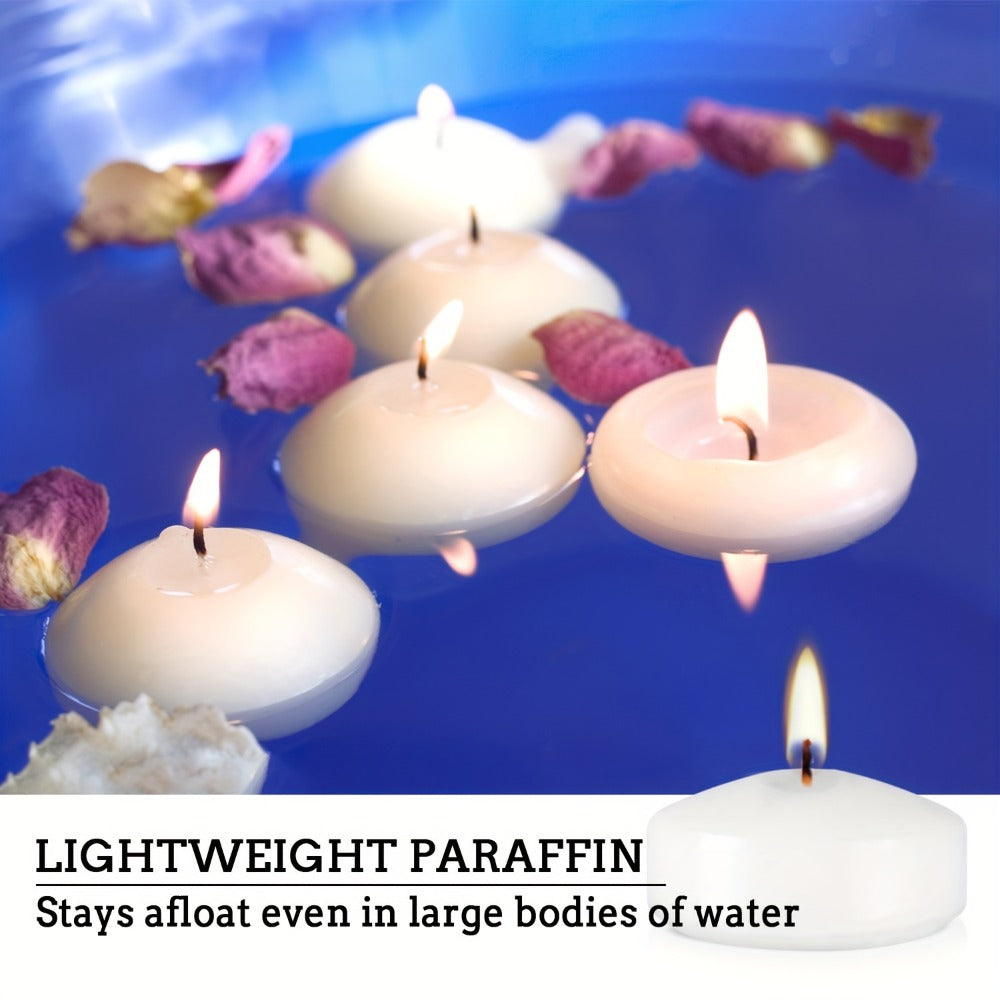 Floating Candles 2 Inch – 50 Pack White Paraffin Wax Candles for Wedding, Birthday, Valentine's Day, Halloween & Christmas Table Centerpiece Decor