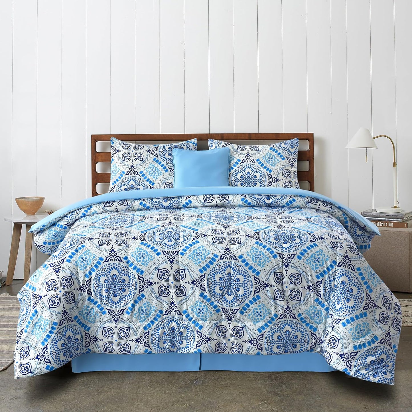 5-Piece Comforter Set – Down Alternative Reversible Quilted Bedding with Bed Skirt & Pillow Shams, Twin Queen King, All Seasons – 13 Colors