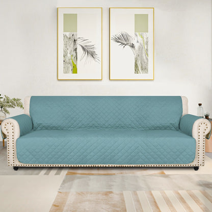 Sofa Slipcover 5-Layer Quilted Thick Sofa Cover Protector Elastic Strap Non-Slip Washable Pet Friendly Universal Fit 3 4 Seater Couch Cover for Living Room - 10 Colors