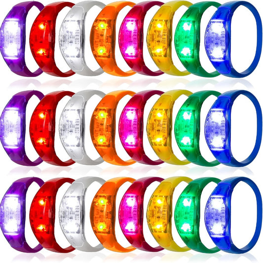 Sound Activated Light Up Bracelets Bulk 20/50 Pcs Glow Wristbands Voice Controlled Flashing LED Bracelet for Concerts Rave Party Events Festival Accessories