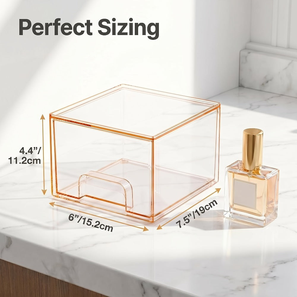 Clear Stackable Storage Drawers 8 Pack – Acrylic Bathroom Organizer Bins with Pull-Out Handle, BPA-Free Plastic Makeup Storage for Vanity, Kitchen, Pantry, Home Organization