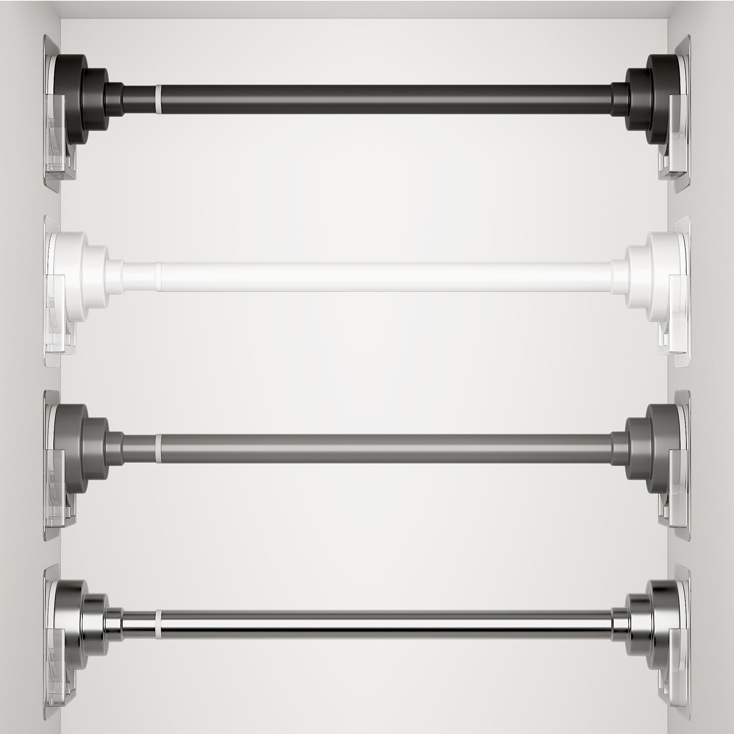 Tension Rod Stainless Steel No Drill - Adjustable Curtain Rod for Wardrobe Bathroom Bedroom, Clothes Drying Rod, Multiple Sizes & Colors